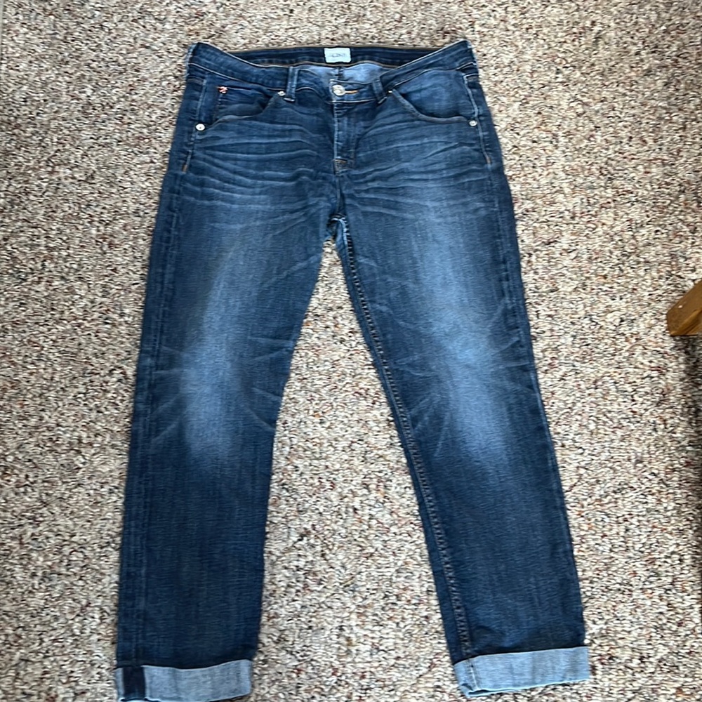 Hudson crops cuffed jeans with stretch for comfort.  26 1/2 length